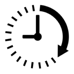 An icon with a clock moving forward. Indicating passing time